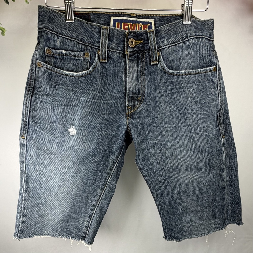 Levis Strauss Skinny 511 Cut Of Denim Jean Distressed Shorts Blue Men's Size W31